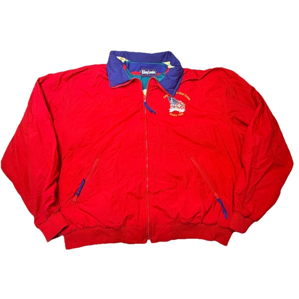 Vintage 1996 King Louie Call To Duty Alaska Cruise Jacket USA Made 2XL Red